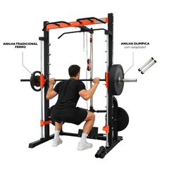 Half Rack Smith Barra Guiada Yangfit com Polias e Landmine - Foto 9