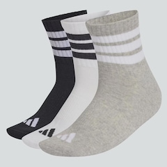 Kit Meia adidas 3 Stripes Mid - 3 Pares - Foto 1