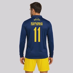 Camisa Brasil Seleça Manga Longa 11 Raphinha Masculina - Foto 1