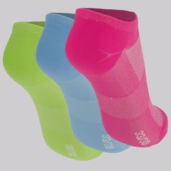 Kit Meia Olympikus Cano Invisível Neon Feminino - 3 Unidades - Foto 2