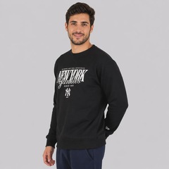 Blusão de Moletom New Era New York Yankees MLB Script GRPHC Crew Masculino - Foto 3