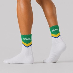 Meia Brasil Branca Verde Unissex - Foto 2