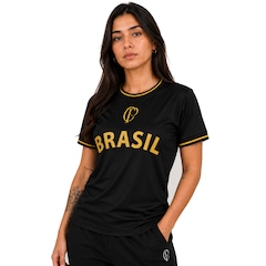 Camisa do Corinthians Especial Brasil Gold Coimbra - Feminina - Foto 2