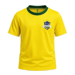 Camisa do Brasil Escudo Dry Amarelo Hyperbole - Infantil - Foto 1