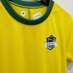 Camisa do Brasil Escudo Dry Amarelo Hyperbole - Infantil - Foto 3