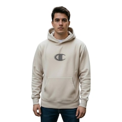 Moletom Masculino Champion Tech Hoodie Motion Logo Autumn Bege - Foto 1