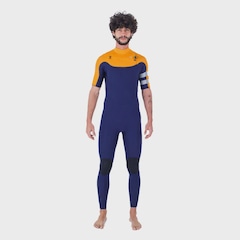 Long John Hurley Advant 2/2mm Manga Curta Chest Zip Navy Importado - Masculina - Foto 2