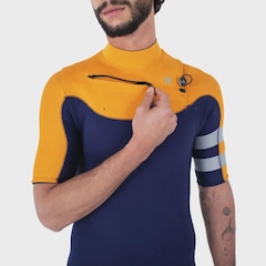 Long John Hurley Advant 2/2mm Manga Curta Chest Zip Navy Importado - Masculina - Foto 3