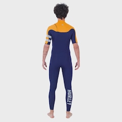 Long John Hurley Advant 2/2mm Manga Curta Chest Zip Navy Importado - Masculina - Foto 5