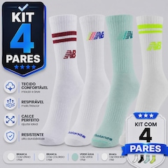 Kit com 4 Pares de Meia Cano Alto New Balance - Feminina - Foto 9