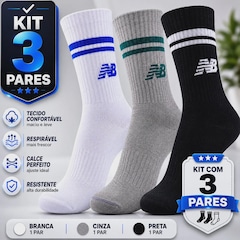 Kit com 3 Pares de Meia Cano Alto New Balance - Masculino - Foto 8