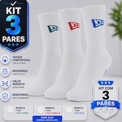 Kit com 3 Pares de Meia Cano Alto New Era Flag - Feminino - Foto 8