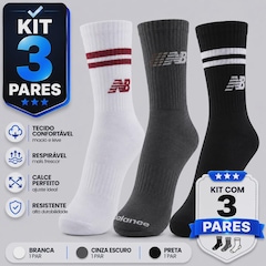 Kit com 3 Pares de Meia Cano Alto New Balance - Feminino - Foto 8