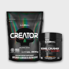 Combo Black Skull Pré Treino Bone Crusher Hot Orange 150G + Creatina Creator 500G - Foto 1