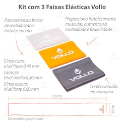 Kit Faixas Elásticas Bands 3 Intensidades Vollo - Foto 6