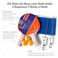 Kit Tênis de Mesa 2 Raquetes 3 Bolas e Rede Vollo - Foto 3