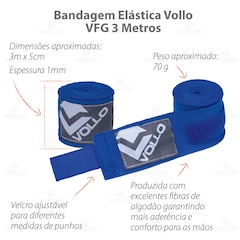 Kit Boxe Luva 12Oz Preto + Protetor Bucal + Bandagem Azul Vollo - Foto 5