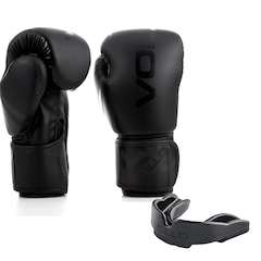 Kit Luva de Boxe Muay Thai 10OZ Preto + Protetor Bucal Luta Vollo - Foto 1