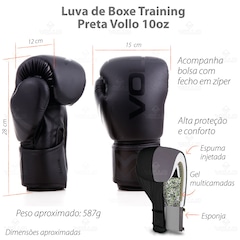 Kit Luva de Boxe Muay Thai 10OZ Preto + Protetor Bucal Luta Vollo - Foto 4