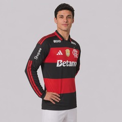 Camisa do Flamengo I 26/27 Manga Longa Patch Campeão Brasileiro 25/26 adidas Masculina - Foto 2