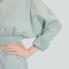 Blusão de Moletom Cropped adidas Soft Lux Feminino - Foto 6