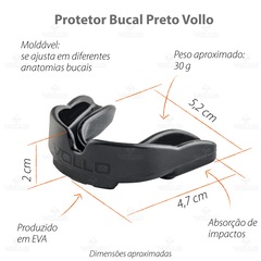 Kit Luva 14oz Boxe Muay Thai Preto + Protetor Bucal MMA Luta Vollo - Foto 5