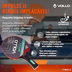 Raquete de Tênis de Mesa Ping Pong Impulse II Vollo - Adulto - Foto 3