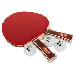 Kit Profissional Tênis de Mesa Ping Pong 2 Raquetes Impulse ITTF e 3 Bolas Vollo - Foto 1