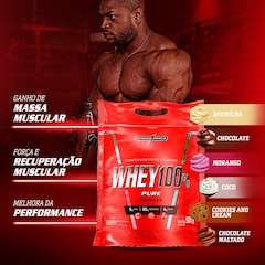 Kit Whey 100% 900g Pouch Morango + Creatina 100% Pura 300g + Huger 320g - Integralmedica - Foto 2