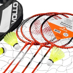 Kit Badminton com 4 Raquetes 3 Petecas e Rede Vollo - Foto 2