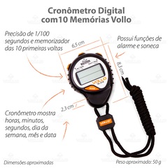 Cronômetro Digital Profissional 10 Memórias Vollo - Foto 2