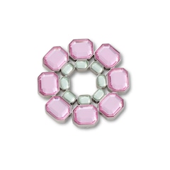Jibbitz™ Círculo Com Gemas Rosas e Verdes Único - Unissex - Foto 1
