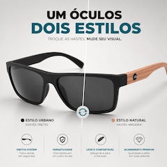 Óculos de Sol HB Happy Matte Black Polarizado + Hastes Wood - Foto 3