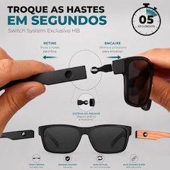 Óculos de Sol HB Happy Matte Black Polarizado + Hastes Wood - Foto 4