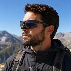 Óculos de Sol Unissex Oakley Plantaris Matte Translucent Abyss - Foto 7