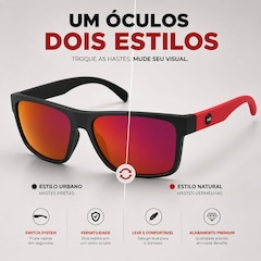 Óculos de Sol HB Happy Matte Black Espelhado + Hastes Red - Foto 3