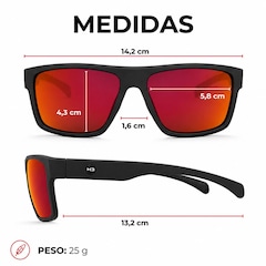 Óculos de Sol HB Happy Matte Black Espelhado + Hastes Red - Foto 6