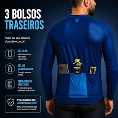 Camiseta Ciclismo Manga Longa Free Force Basic Masculina - Foto 3
