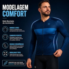 Camiseta Ciclismo Manga Longa Free Force Basic Masculina - Foto 4