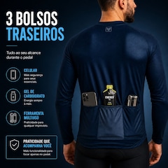 Camiseta Ciclismo Manga Longa Free Force Basic Masculina - Foto 4
