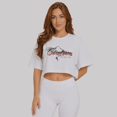 Blusa Cropped do Corinthians Fiel Até o Fim Oversized Feminina - Foto 1