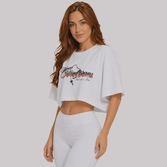 Blusa Cropped do Corinthians Fiel Até o Fim Oversized Feminina - Foto 2