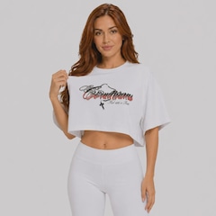 Blusa Cropped do Corinthians Fiel Até o Fim Oversized Feminina - Foto 3