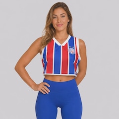 Blusa Cropped Regata do Bahia Tricolor Feminina - Foto 1