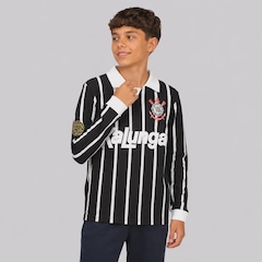 Camisa do Corinthians Retrô Kalunga Manga Longa Infantil - Foto 2