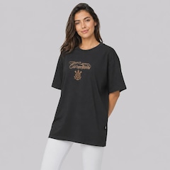Camiseta do Corinthians Fé Paixão e Loucura Oversized Feminina - Foto 2