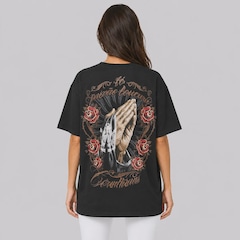 Camiseta do Corinthians Fé Paixão e Loucura Oversized Feminina - Foto 4