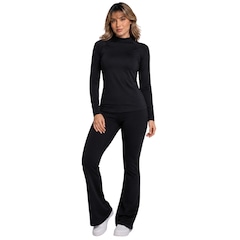 Conjunto Blusa Térmica Aveludada e Calça Flare Peluciada Vekyo Feminino - Foto 1