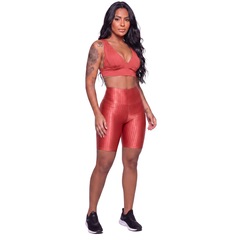 Conjunto Feminina Fitness Top Bojo e Bermuda New Zig Vekyo Roupa De Academia Treino Musculação - Foto 1