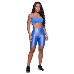 Conjunto Feminina Fitness Top Alça Fina e Bermuda New Zig Vekyo Roupa De Academia Musculação - Foto 1